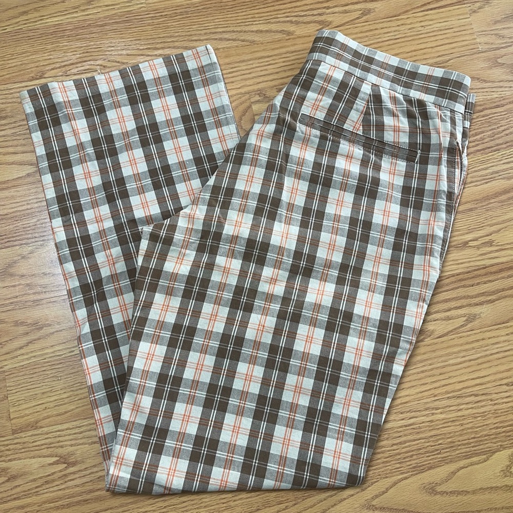 Original Penguin Brown and Orange Plaid Chinos